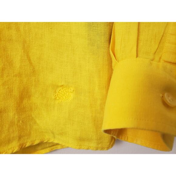 Vilebrequin Shirt Mens Size XXXL Linen Button Up Long Sleeve Bright Yellow Beach - Picture 5 of 9